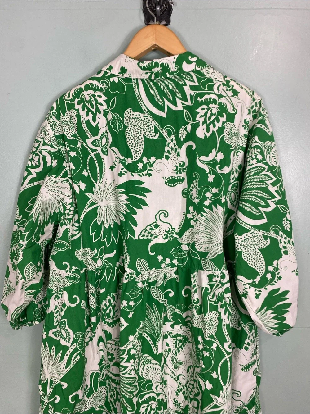Anthropologie The Adaptive Bettina Poplin Tiered Shirt Dress Green White 2X - Picture 7 of 7